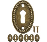 FUXXER 6 x targhette antiche per chiavi, rosetta per serratura in stile vintage in ottone, 37 x 24 mm