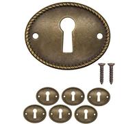 Fuxxer 6 x targhette antiche per chiavi, rosette per serrature, design in ottone, ovale, 37x29mm, set da 6 pezzi