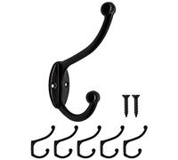 Fuxxer® - Ganci antichi, ganci per asciugamani, ganci per vestiti, ganci per cappelli, ganci in ferro, ganci da parete dal design classico, stile vintage, stile rustico, set da 5, nero