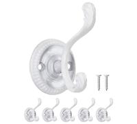 Fuxxer Ganci antichi in ferro, 75 x 50 mm, set da 5 pezzi, colore: bianco