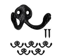 Fuxxer® Ganci rustici in ferro, per guardaroba, design in ghisa, set da 5, colore: nero