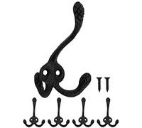 Fuxxer Ganci rustici in ferro, per guardaroba, design in ghisa, set da 5, colore: nero
