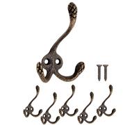 Fuxxer® Ganci rustici in ferro, per guardaroba, design in ghisa, set da 5 pezzi, bronzo