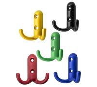 Fuxxer® Gancio appendiabiti doppio gancio, gancio in ferro, colorato, set da 5 (nero)