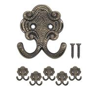 Fuxxer® Gancio classico per guardaroba, doppio gancio, gancio per cappello, design antico, set da 5 pezzi, bronzo (piccolo)
