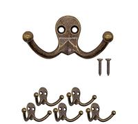 Fuxxer® Gancio doppio antico, gancio in ferro, ottone bronzo, set da 5 pezzi