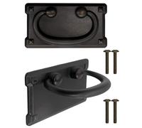 Fuxxer Manici pieghevoli in ferro per cassetti, stile vintage, set da 2, colore: nero