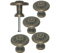 FUXXER® maniglie antiche per mobili, pomelli per cassetti, stile rustico, design vintage, bronzo, ferro, ottone, armadi, cassetti, cucina, buffet, 325 x 22 mm, Sun, set da 4
