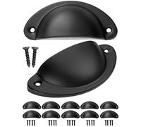 FUXXER®, Set di 10 maniglie antiche per cassetti, stile retrò, per mobili e comodini, con viti, nero