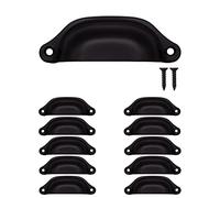 Fuxxer® - Set di 10 maniglie per cassetti antiche - Design retrò - Maniglie per credenze, credenze, cassettiere, stile casa di campagna, 98 x 32 mm, colore: nero