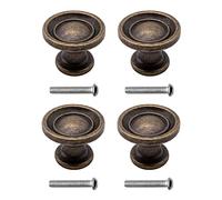 FUXXER Set di 4 maniglie per mobili antichi, cassetti, stile rustico, vintage, bronzo, ferro, ottone, mobili da cucina, buffet, 29 x 19 mm, bronzo