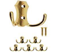 FUXXER® Set di 5 ganci appendiabiti classici da cucina, in ferro, stile classico, colore oro