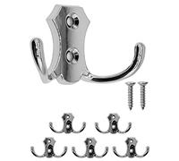 FUXXER® Set di 5 ganci appendiabiti classici, ganci doppi da cucina, design in ferro, set da 5 (argento)