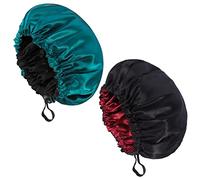 Fuyamp Confezione da 2 cuffie per dormire in raso, regolabili, setose, per donne e ragazze, con capelli lunghi e ricci, impermeabili su entrambi i lati, extra large, per donne e ragazze che dormono
