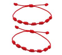 FUyanen 2 Pezzi Braccialetti Filo Rosso Kabbalah,Bracciale 7 Nodi e Bracciale Hamsa Portafortuna, Regolabile contro Malocchio,amuleto rosso,festa della mamma,festa del papà,festa(16x30cm)