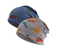FUYAO Berretto da Bambino per Bambini, Confezione da 2 Cappelli con Teschio in Cotone Stampato con Dinosauri, Primavera Autunno Inverno Caldo per Bambini, 6-24 Mesi