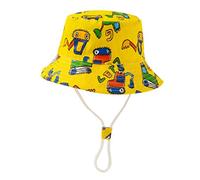 FUYAO - Cappello da sole per bambini, da spiaggia, protezione solare, per il gioco estivo Escavatore giallo 6-12 Mesi