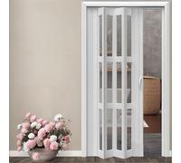 FUYAO Kit per porta a fisarmonica - Porte a fisarmonica interne pieghevoli in PVC bianco con guide scorrevoli silenziose e serrature magnetiche per camera da letto e cucina