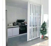 FUYAO Kit per porta a fisarmonica - Porte a fisarmonica interne pieghevoli in PVC bianco con guide scorrevoli silenziose e serrature magnetiche per camera da letto e cucina