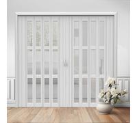 FUYAO Kit per porta a fisarmonica - Porte a fisarmonica interne pieghevoli in PVC bianco con guide scorrevoli silenziose e serrature magnetiche per camera da letto e cucina