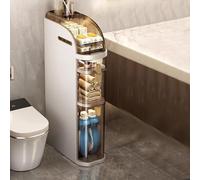 FUYAO Slim Bathroom Floor Storage Cabinet with Clear Drawers And Casters, Freestanding Rolling Storage Rack for Small Space, Space Saving Organizer Rack(Size:L 16.1" XW 7.1" xH 30.7")