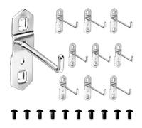 FuYelng 10 Ganci per Scaffali Supermercato, Argento, 100 mm, Ganci Quadrati Resistenti per Pannelli Forati con 10 Perni Sicurezza, Ganci Metallici per Scaffali Espositivi Supermercati, Garage e Negozi