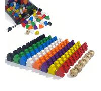 FuYelng Pezzi Pedine Gioco da Tavolo 12 Colori, 24 x 20 x 10 mm Meeples di Legno Personaggi da Gioco per Giochi da Tavolo con 6 Dadi e Borse Portaoggetti, per Sostituisci i Pezzi L'educazione Precoce