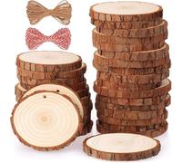 Fuyit Dischetti Legno Grezzo Diametro 6-7cm 30 Pz Naturale Decorazioni Fette Dischetti Grezzo Rotondo Con 10m Corda Iuta Fai da Te Natale Feste Matrimonio Segnaposto
