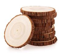 Fuyit Dischi Legno Senza Buco Diametro 12-13cm 10 Pz Naturale da Decorare Natale Fai da Te Segnaposto Adatti per Pirografo, Intagliare, Disegnare
