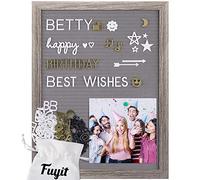 Fuyit Lavagna in Feltro - 30 x 40cm Letter Board con 1090 Lettere, Numeri, Emoticon e Simboli, Supporto per Treppiedi, Grigio