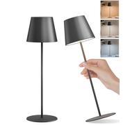 FUYO Lampada da tavolo Senza fili, 2 Pezzi Lampada da Tavolo Ricaricabile Touch Dimmerabile 2700-6000K con 3 Colori Modalità Dimmerabile Stepless Outdoor IP54 Impermeabile per Interno Esterno (Nero)