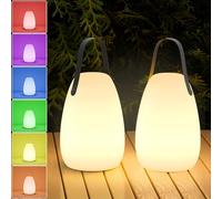 FUYO Set di 2 lampade a LED per esterni, portatili, senza fili, dimmerabili, a batteria, con lampada da tavolo ricaricabile, multicolore, perfetta per esterni, barbecue, giardino, bar, terrazza