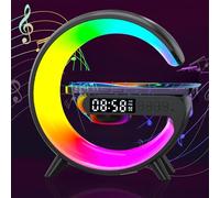 FuyoSegen Lampada da comodino a LED 4 in 1, con luce d'atmosfera, altoparlante e caricabatterie wireless, lampada a forma di G che cambia colore, per camera da letto, regalo di compleanno