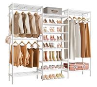 Fuyoula Stand Appendiabiti da Terra,appendiabiti da Terra in metallo,stand appendiabiti regolabile liberamente e multifuzione con,guardaroba,lavanderia,negozio di abbigliamento,175 * 40 * 195cm,Nero