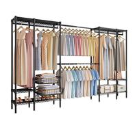 Fuyoula Stand Appendiabiti da Terra,Guardaroba,Stand Appendiabiti in metallo,allungabile,Porta Abiti da Camera,appendiabiti metallo,Bianco,249-297cm*39 * 192cm