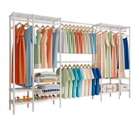 Fuyoula Stand Appendiabiti da Terra,Guardaroba,Stand Appendiabiti in metallo,allungabile,Porta Abiti da Camera,appendiabiti metallo,Bianco,249-297cm*39 * 192cm (Bianco, 48~293 * 40 * 195cm)