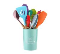 FUYTERY 11 pezzi colorati cucina in silicone resistente al calore pentole cucchiaio pala set (Multicolore)