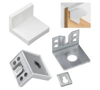 FUYTSUO 4 Pezzi Squadrette Angolari, Angolari Metallo, Tappo di Copertura Bianco, Staffe Angolari In Plastica Staffa di Montaggio per Mobili ad Angolo 2 in 1 Facile à installer et durable