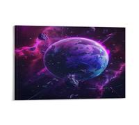 FUYUETTG Stampa artistica da parete su tela con motivo misterioso pianeta, paesaggio ad acquerello, stampa su tela testurizzata, per soggiorno, camera da letto, ufficio, cornice decorativa, 60 x 90 cm