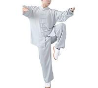 FUYUFU Cotone e Lino Tai Chi Abbigliamento Uniforme Kung Fu Unisex Abbigliamento per Arti Marziali (Un Set) (Livido/Maniche Lunghe, S)