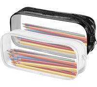 FUZVOL 2 astucci trasparenti in PVC trasparente, per cosmetici, cosmetici, cancelleria, impermeabili, con cerniera, per studenti, scuola, trucco e forniture per ufficio