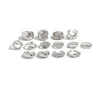 FUZYXIH 12 anelli geometrici traforati con perle, mix leggero e perline irregolari abbinate, decorazione alla moda, collezione irregolare, m, come descritto
