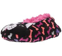 Fuzzy Babba Calzini per ragazze 3D Cozy Critter Slipper con antiscivolo Grippers Slipper Sock, Black Bull Dog, S/M - Fits Shoe Size 8-14