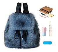 Fuzzy Backpack, Fashion Faux Hair Bookbag, Plush Drawstring Backpack with Adjustable Shoulder Strap, Durable Material Construction, Bag with Spacious Interior Accessory for Girls Winter and Travel