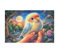 Fuzzy Bird on Hand in Moonlit Garden Puzzle 1000 Pezzi Giochi Da Tavolo Per Coppie Happy Time Attività Condivisa Rilassamento E Complicità Regalo Per Anniversario San Valentino 1000 PCS