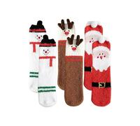 Fuzzy Christmas Socks - 3 paia di pantofole calde, spesse e morbide, calze natalizie 3D | Calde calze invernali per donne, uomini, adolescenti, ragazze, ragazzi | per calendario 'Avvento, interni