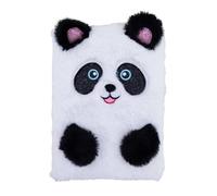 Fuzzy Diary - Taccuino in peluche con panda, formato A5, con ricamo a forma di animale, per ragazzi, uomini, donne, signore, amici, disegno e scrittura