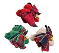 Fuzzy - Fermaglio per capelli con fiocco a quadri, con campana, antiscivolo, per capelli spessi (perfetto per Natale)