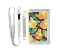 Fuzzy Gloss Pears portafoglio minimalista per viaggio cool uomini portafoglio con cordino, pere lucide sfocate, 1 size, Moda