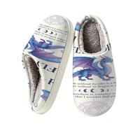 Fuzzy House Pantofole per donne e uomini, calde scarpe invernali per | Accoglienti scarpe da camera da letto in memory foam comode pantofole fodera in peluche con suola antiscivolo in TPR, drago